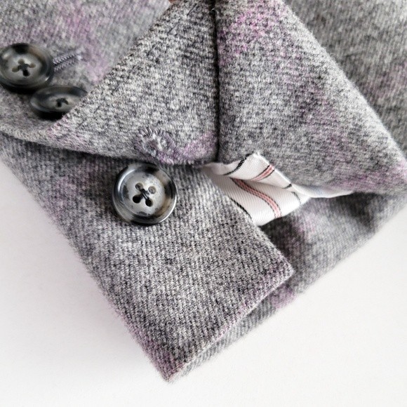 Adrian Jules Sport Coat Flannel Wool Blazer Plaid Gray Purple Mens 43 - Picture 6 of 15